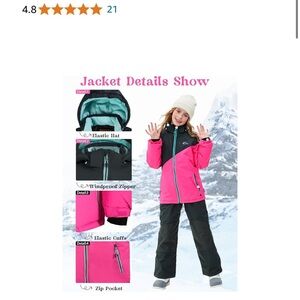 Pink and Black Winter Jacket with Hood
